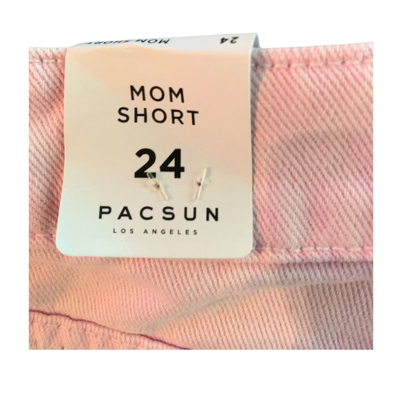 NWT PacSun High Waisted Mom Shorts Half and Half Denim Blue & Pink - Size 24 - Picture 7 of 7